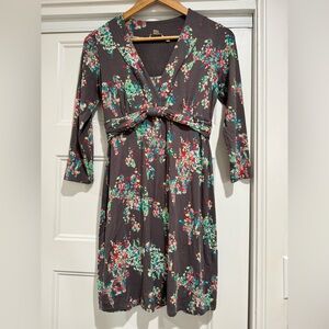 Boden Pewter Gray Floral Jersey Tunic Dress